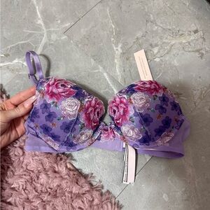 Victoria's Secret Purple Floral Lace Bra